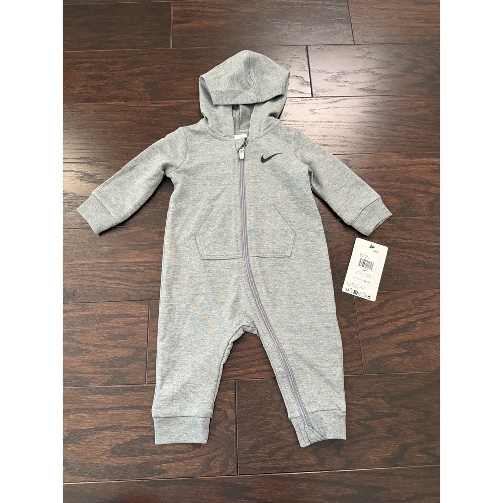 Nike Baby Full Zip Hooded Coverall Dark Grey Heather 6M 56K731-042